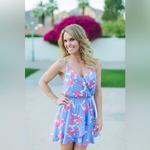 Express Blue and Red Floral Dress